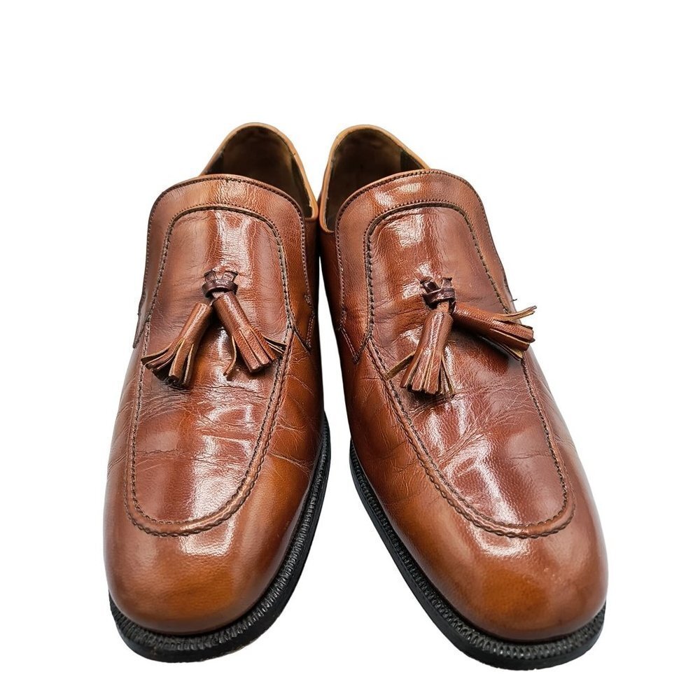 Vintage  1960's Florsheim Imperial Men's Brown Leather Tassel‎ Loafers  SIZE 7.5